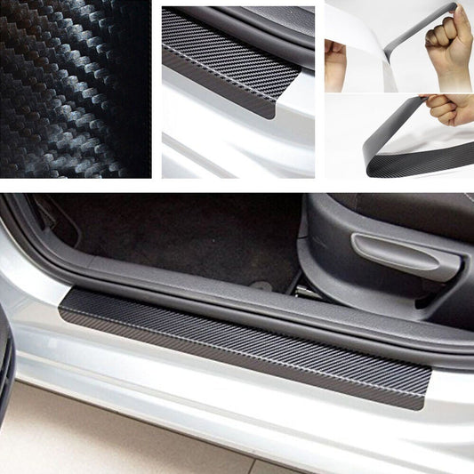 4x/set 3D Carbon Fiber Style Auto Car Door Sill Threshold Sticker Anti-scratch n