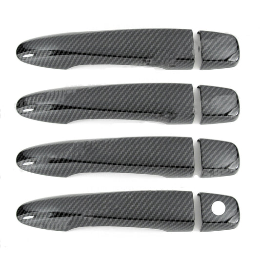 Set For 20-23 for Nissan Versa Glossy Black Carbon Fiber Side Door Handle Cover Trim