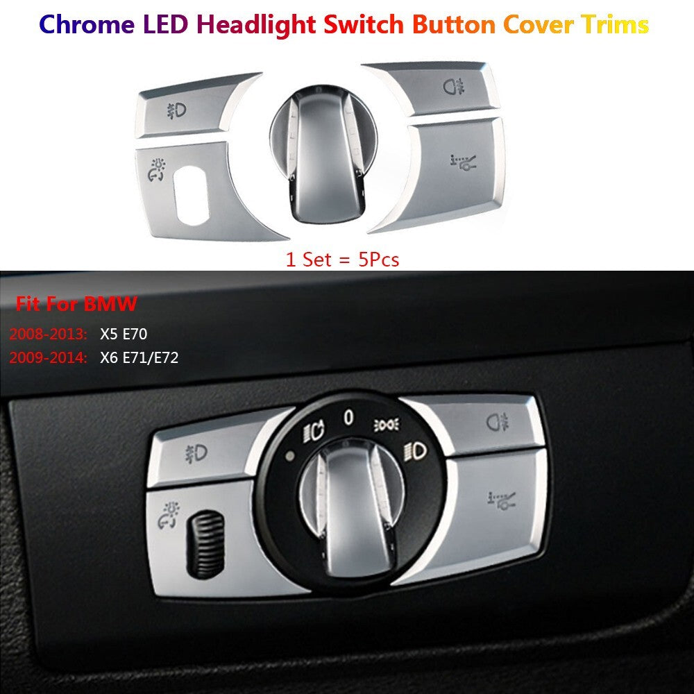 for BMW X5 X6 E70 E71 E72 Car Interior LED Headlight Button Cover Stickers