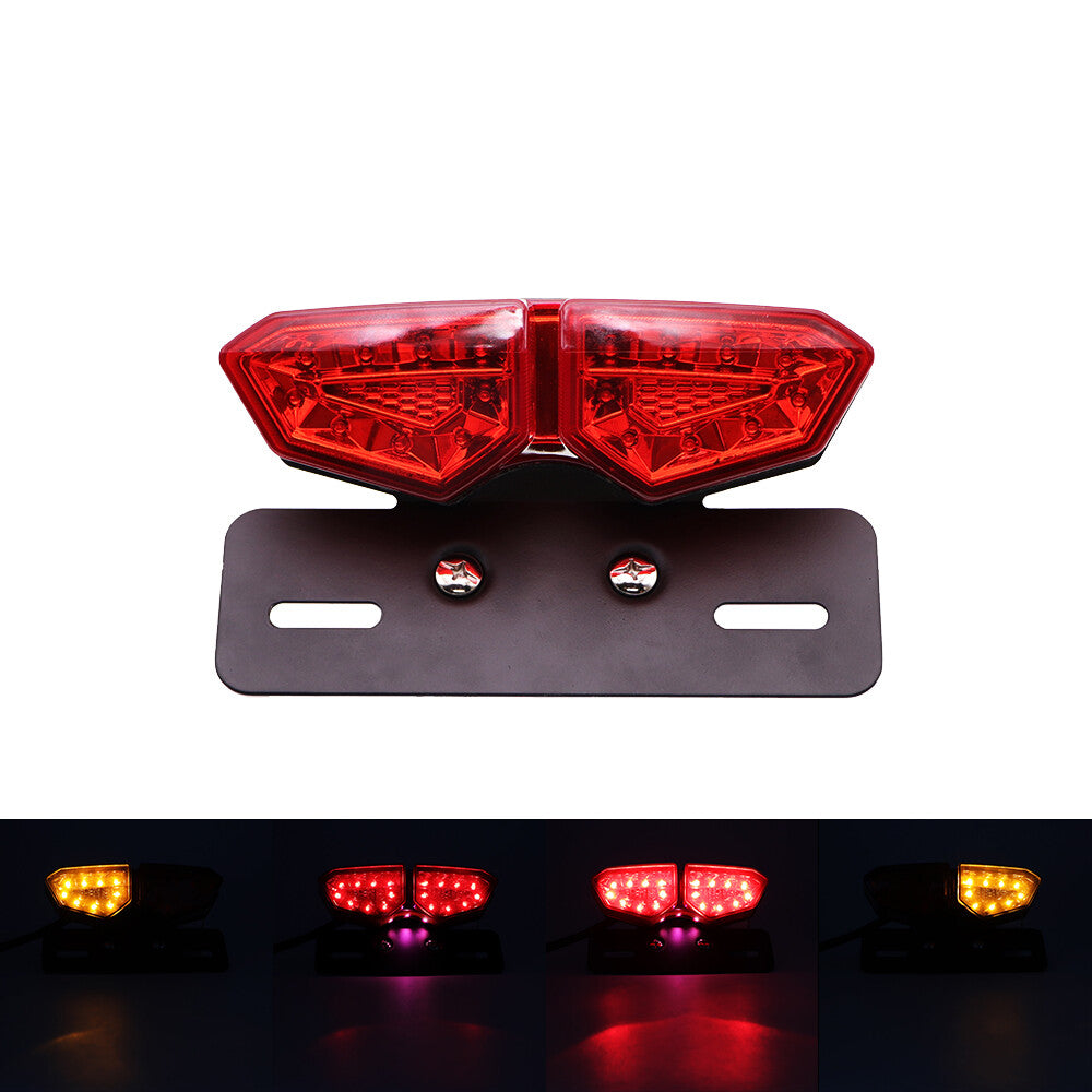 Motorcycle Red Twin LED Brake Tail Turn Signal License Plate Integrated Light Q