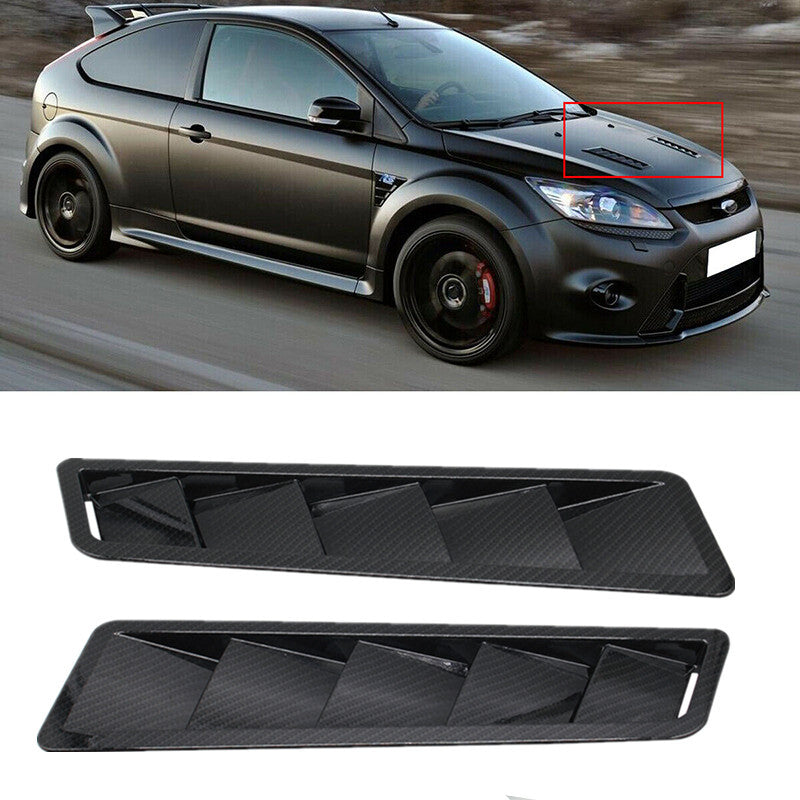 1 Pair Carbon Fiber ABS Car Air Flow Intake Scoop Bonnet Trim Hood Vent Cover