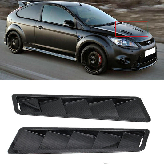 1 Pair Carbon Fiber ABS Car Air Flow Intake Scoop Bonnet Trim Hood Vent Cover