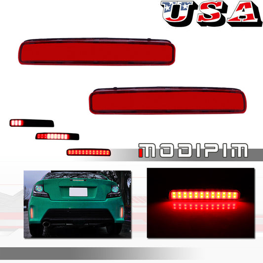 Red Lens LED Rear Bumper Reflector Tail Light for 12-17 for Prius V for Scion tC- v