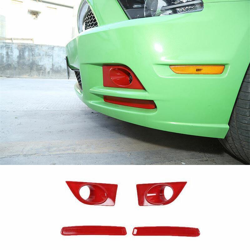 ABS Red Front Bumper Fog Light Lamp Cover trim 4pcs for Ford for Mustang 2009-2014