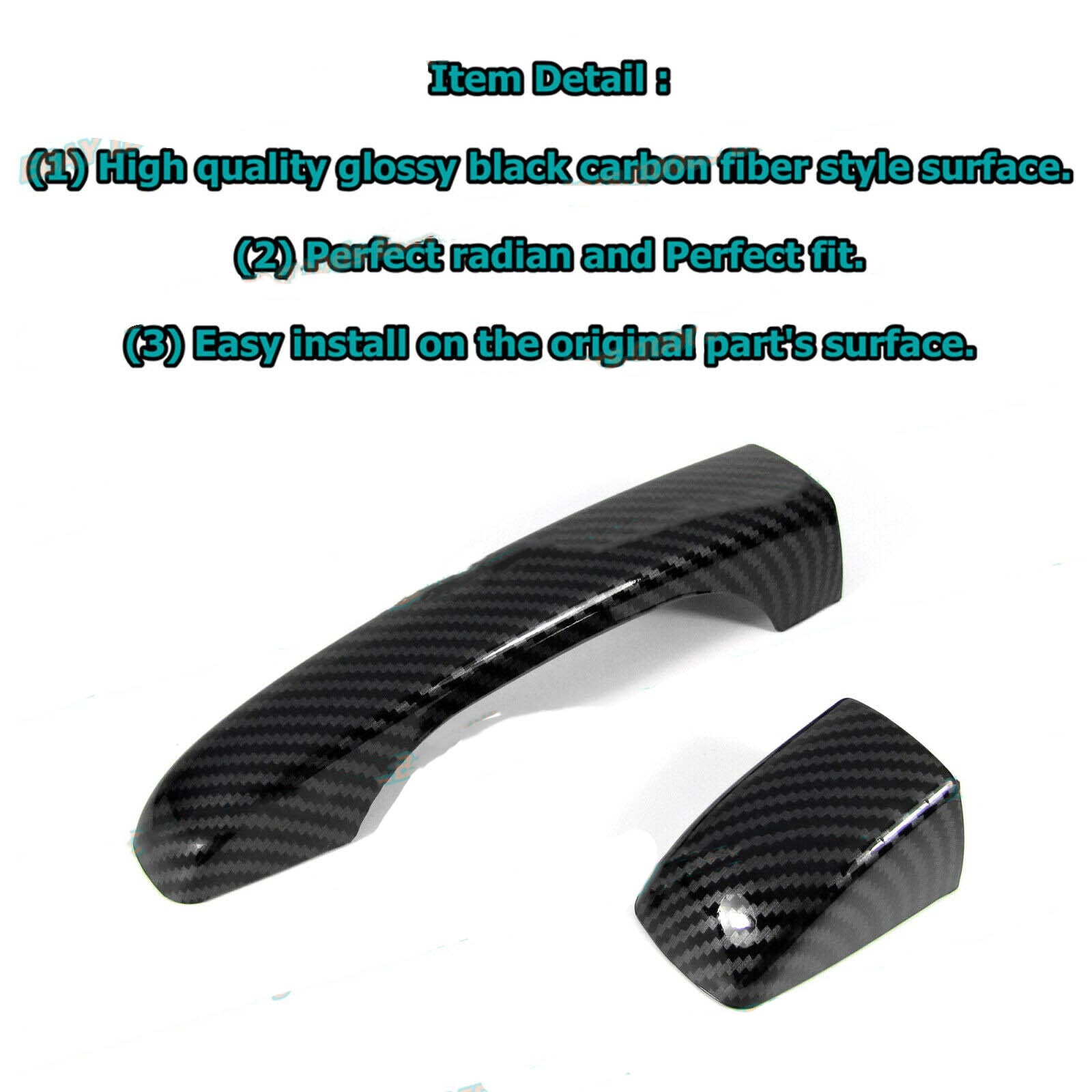 For 11-23 for Chrysler 300 Glossy Carbon Fiber for Smart Door Handle Covers Trims