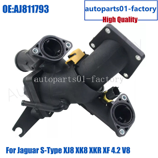 AJ811793 Water Outlet Thermostat Housing for Jaguar S-Type XJ8 XK8 XKR XF 4.2 V8