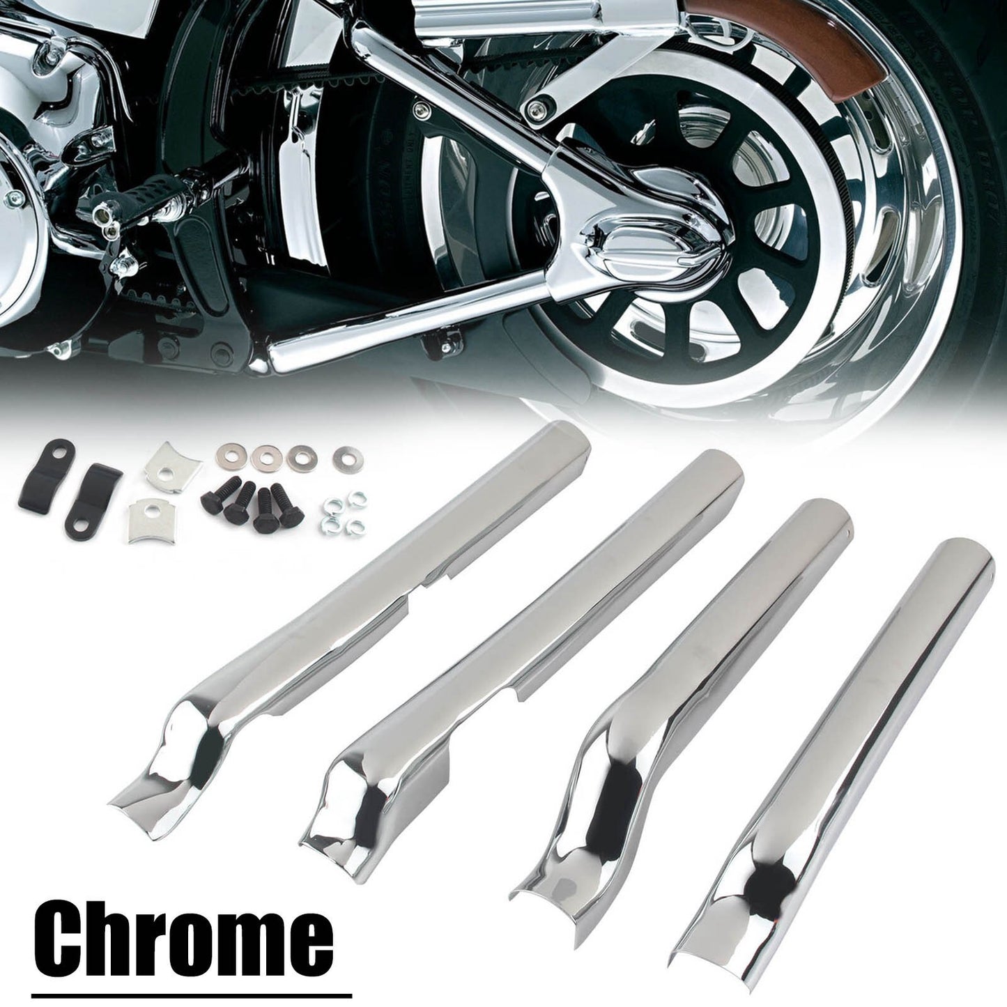 Fit for Harley Heritage Softail Classic FLSTC Chrome Rear Swingarm Tube Covers Q