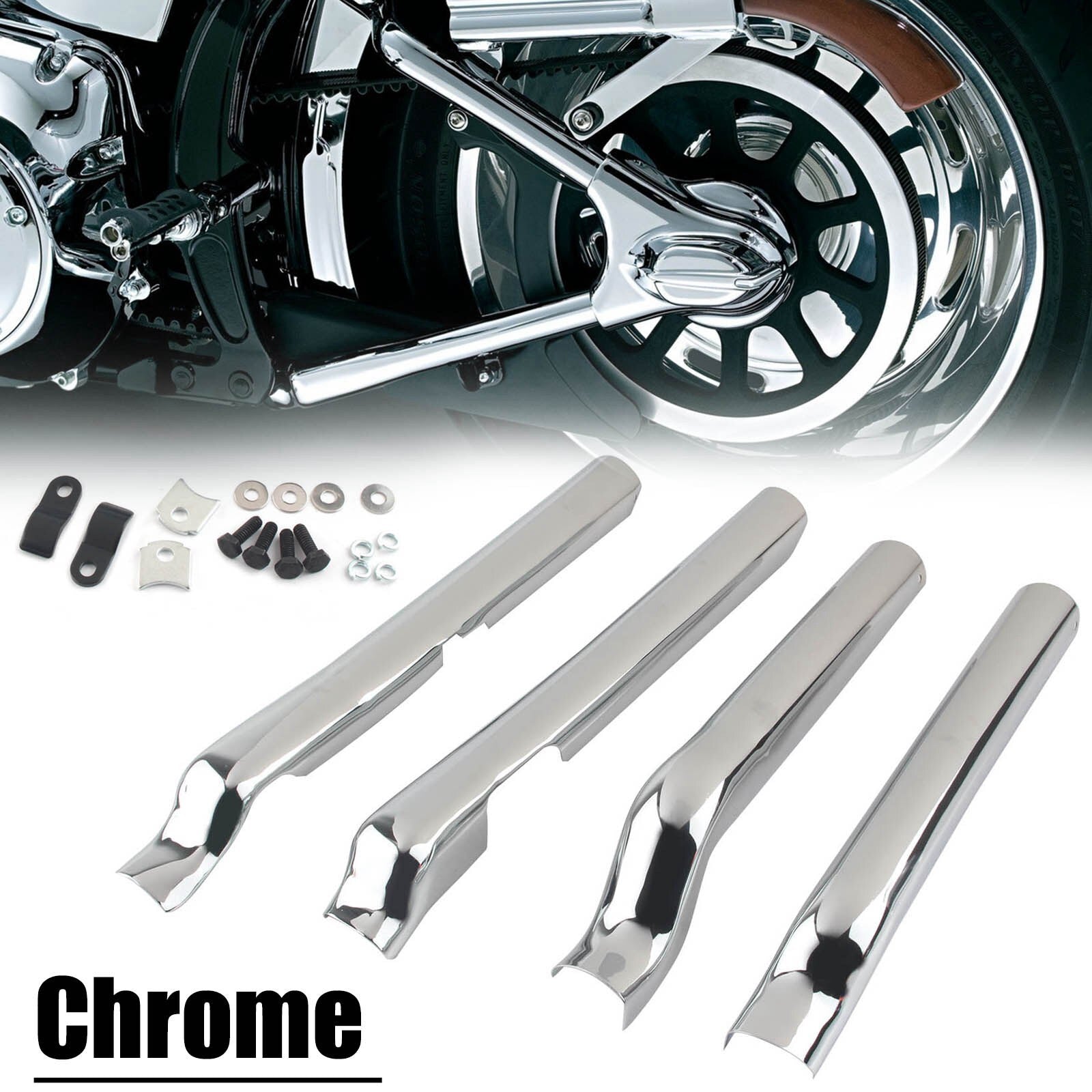 Fit for Harley Heritage Softail Classic FLSTC Chrome Rear Swingarm Tube Covers Q