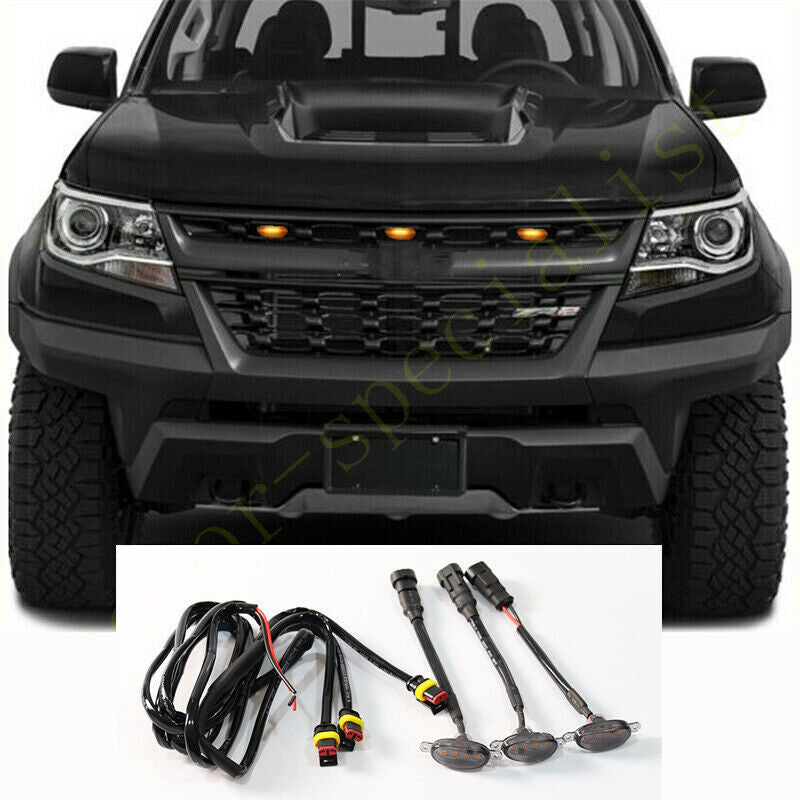 3pcs for Chevrolet Colorado 2017-2020 Front Grille LED Light Style Trim Q