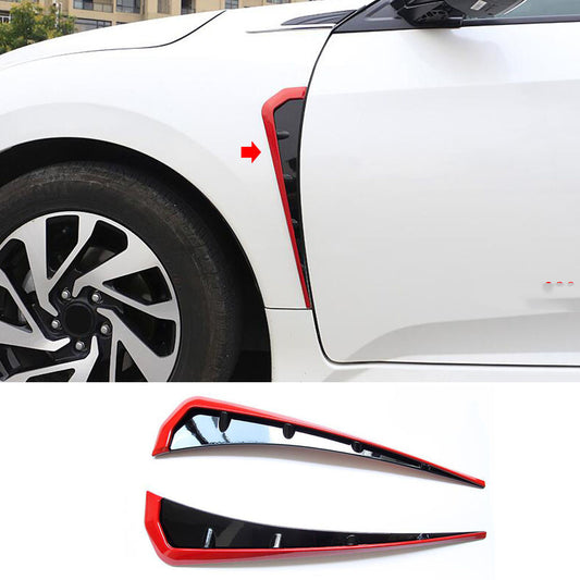 for Honda for Civic 2016-2021 Red+Black Car Fender Side Body Emblem Hood Trim Cover