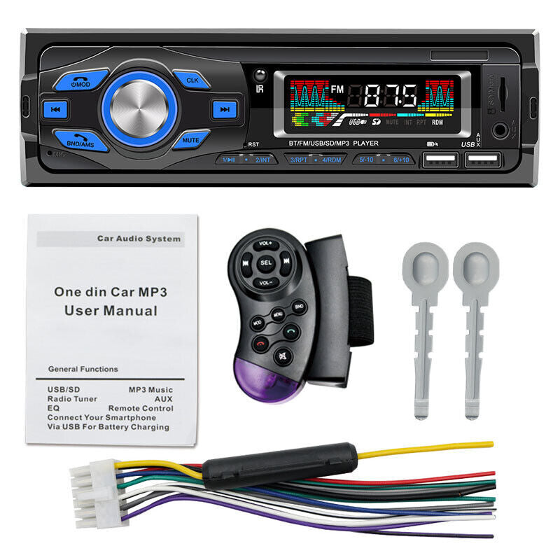 Car radio, MP3 player, Bluetooth hands- , USB flash drive, USB charger with MA/WAV/FLAC support. n