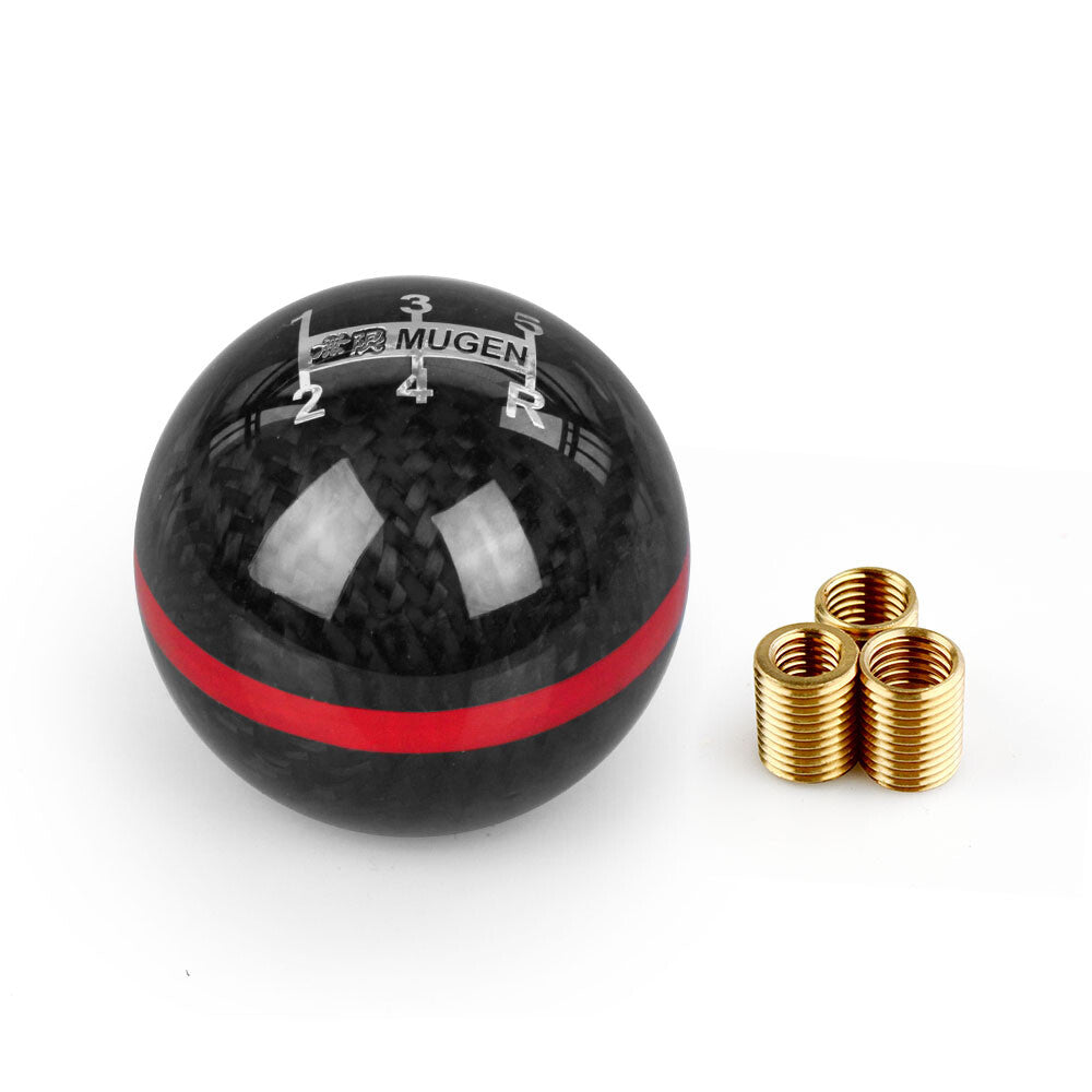 US Carbon Fiber Ball Manual MT Gear Shift Shifter Knob W/Red Stripe Universal