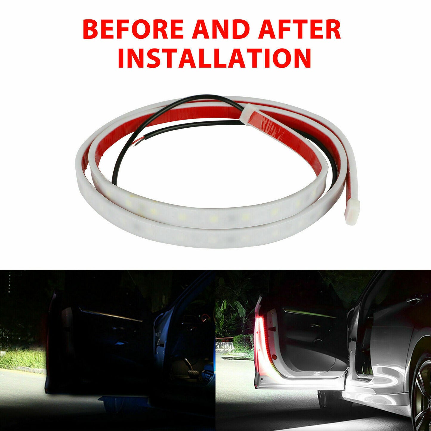 Car Door Opening Warning LED Strip Light Flashing Signal Anti-collision Safety Q