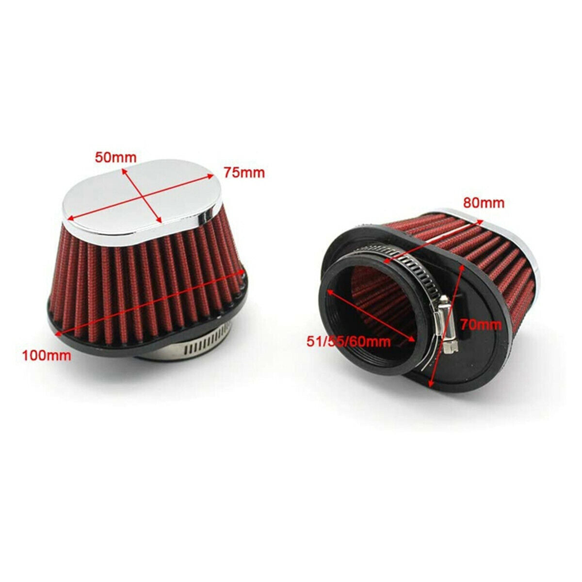 2PCS Universal 2.15'' Air Intake Cone Filter 55mm for Car/TRUCK/SUV Motorcycle