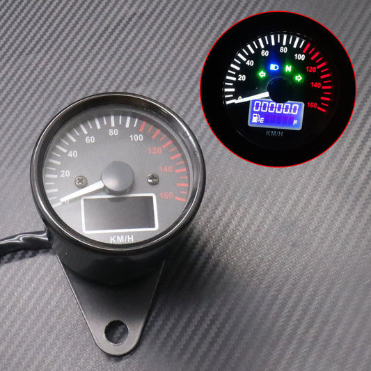 Black Digital LED LCD KM/H Speedometer Odometer Speed Fuel Level Gauge Meter Q