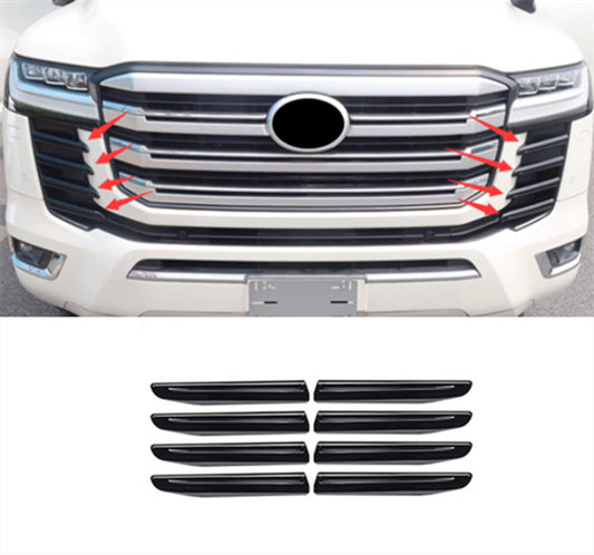 8X Black Front Fog Light Stripe Cover Trim for Toyota for Land Cruiser LC300 2023-24