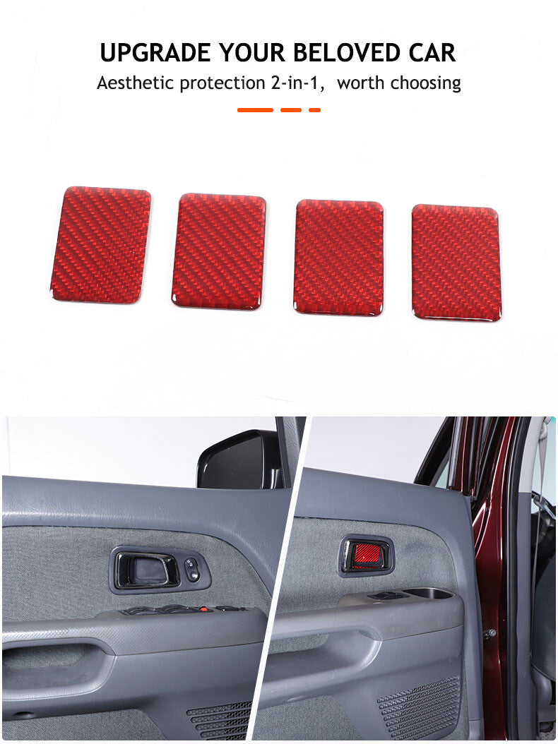 Red carbon fiber interior door cover sticker for Honda Pilot 2003-08 n