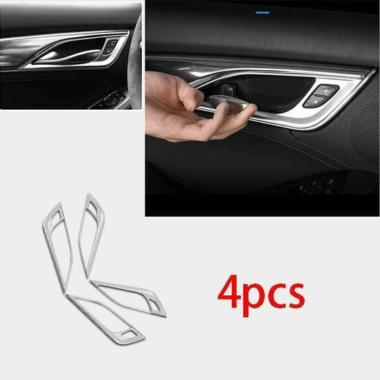 4P Inner Door Handle Frame Trim Mate Silver Steel Fit for Cadillac CT5 2020-2024