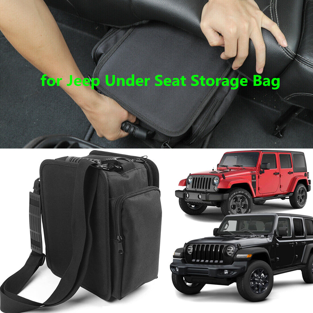 Black under- for seat tool storage bag suitable for Jeep for Wrangler JK JL storage bag (07-24)