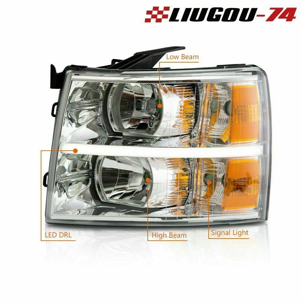 Suitable for 07-14 Silverado LED DRL strip chrome/amber corner light L- v