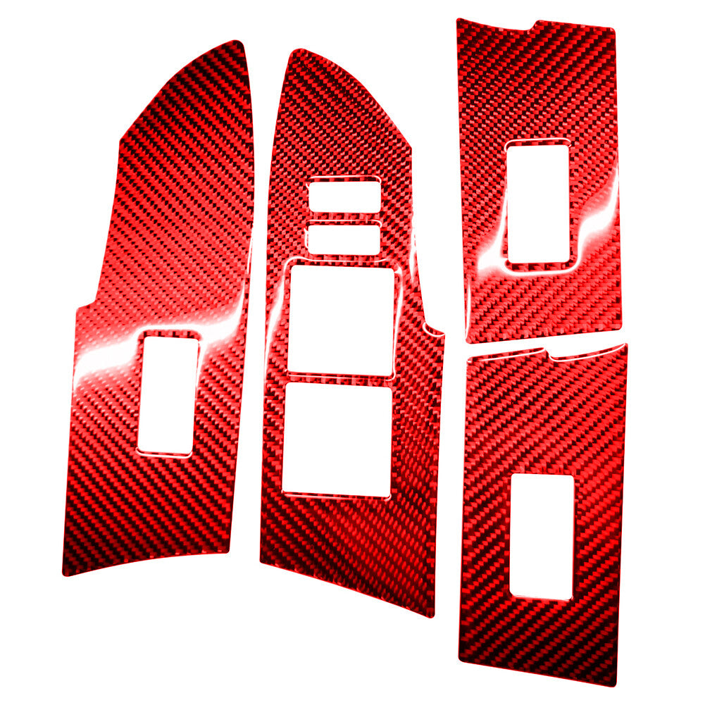 Red Carbon Fiber Window Control Button Cover Trim for Toyota for Corolla 2014-2018