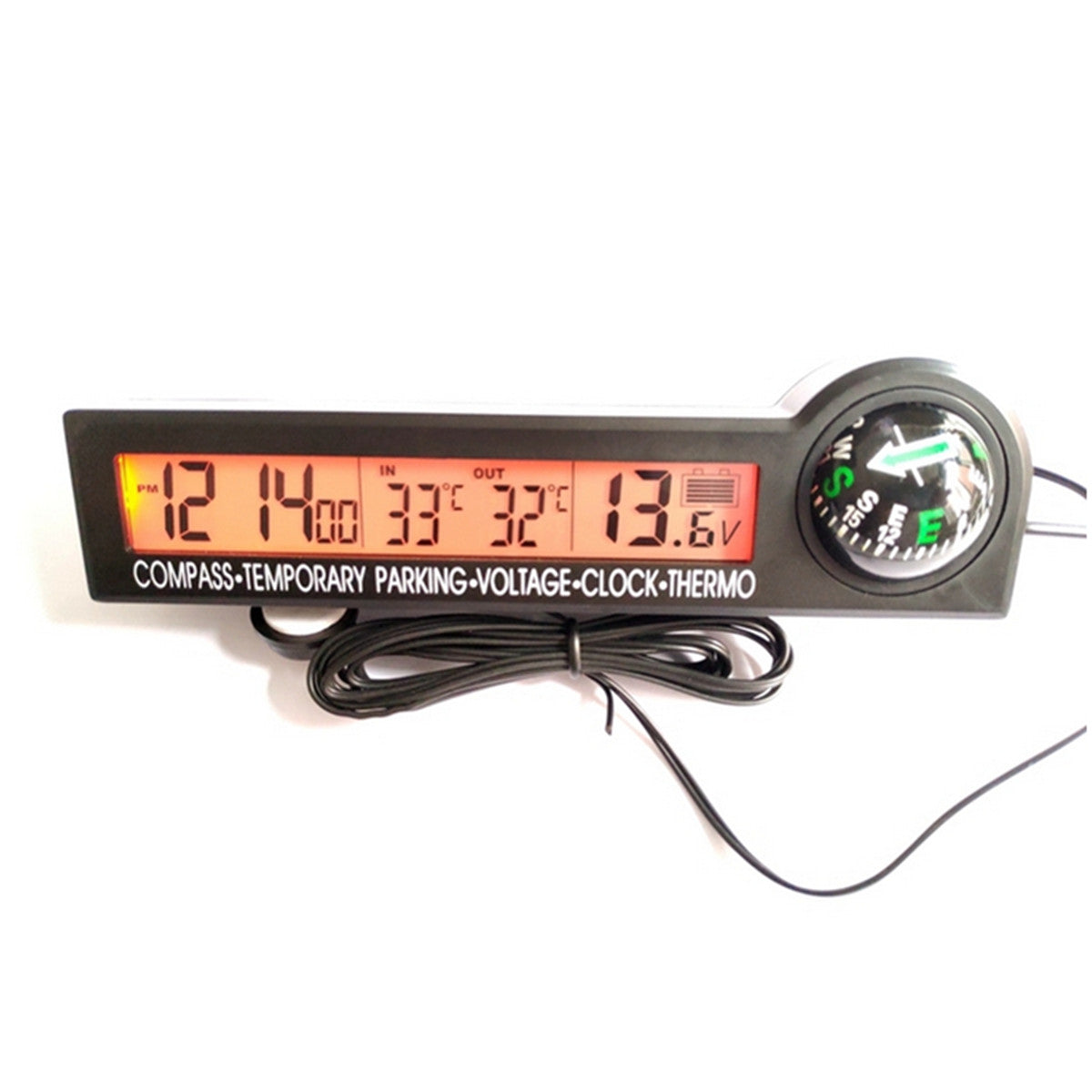Car Digital Compass Clock Thermometer Voltage Meter Temporary Parking Number Q
