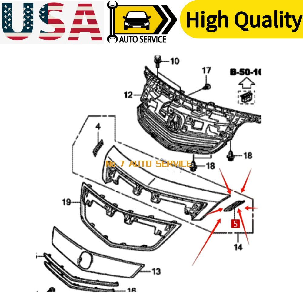 For 09-14 TL Front Left Seal Comp Grille 75160-TK4-A01