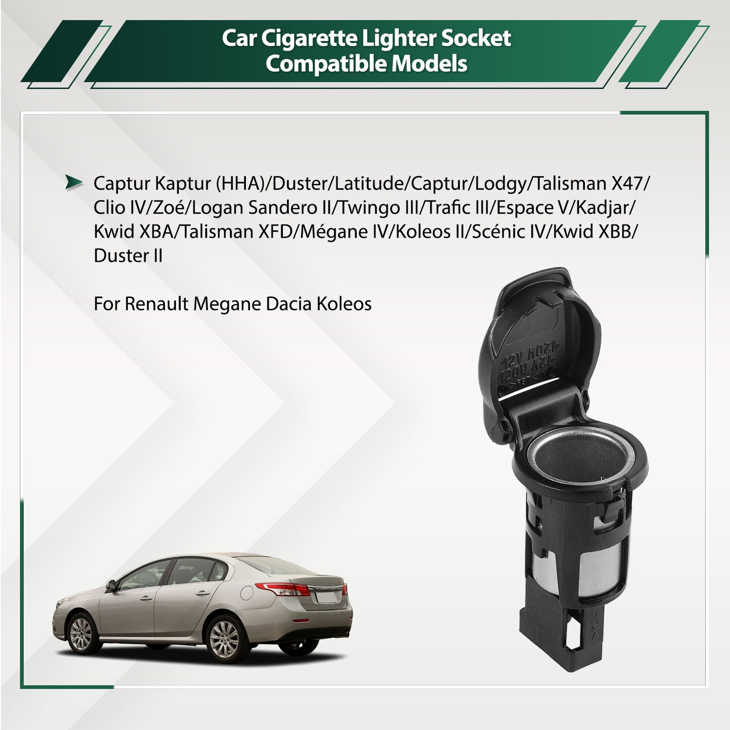 Car Power Socket 253312923R 120W Auto Cigarette Lighter Replace For Megane Koleo