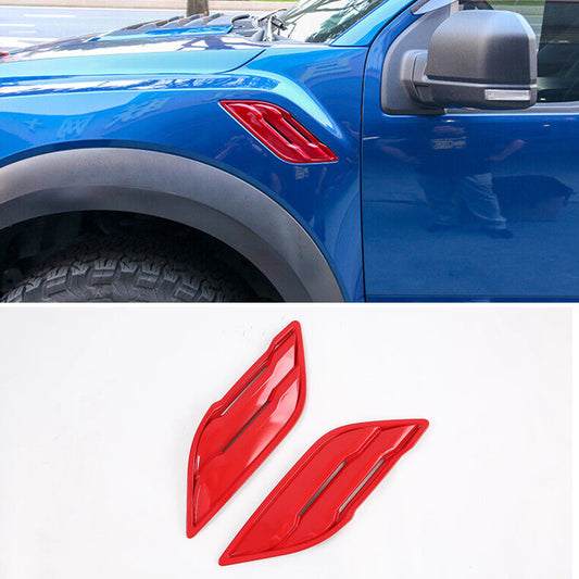 for Ford F150 F-150 2015-2020 Gloss Red Fender Air Vent Outlet Panel Cover Trim
