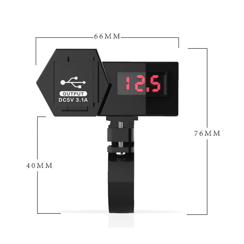 Multi-functional 2-in-1 Motorcycle Modified Dual USB Digital Phone Charger Adapter n