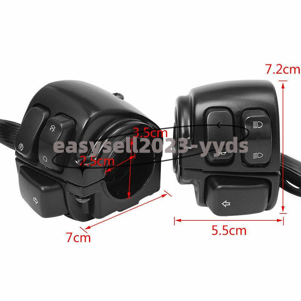 Black 1 25mm Motor Handlebar Controls Switches + Wiring Harness Fit for Harley