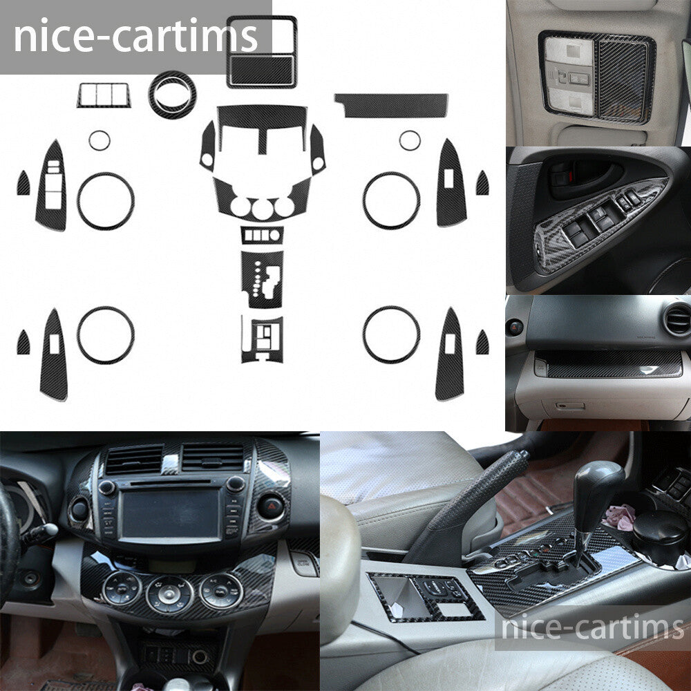 30Pcs Soft Carbon Fiber Interior Full Kit Set Cover Trim For T@yota RAV4 2006-12