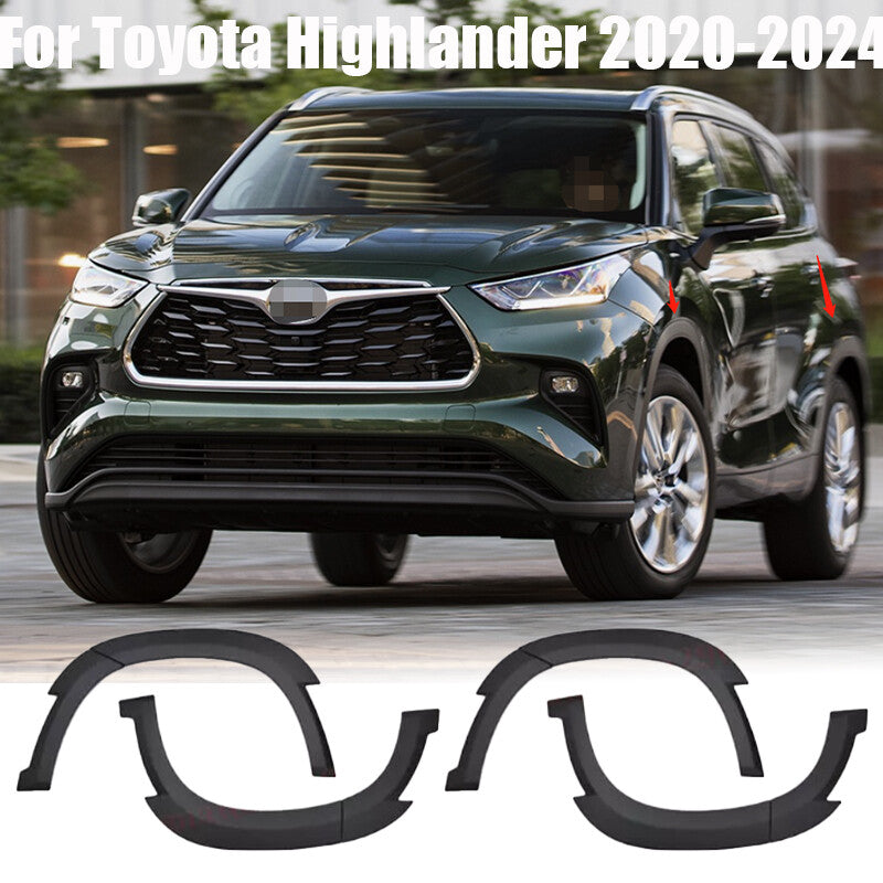 8X Wheel Eyebrow Round Arc Cover Trim Matte Black for Toyota Highlander 2020-24