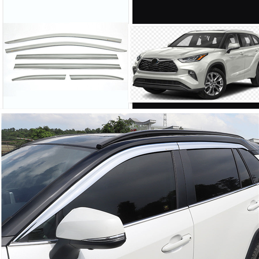 For Highlander 2020-2024 Chrome Window Visor Vent Shades Sun Rain Guard B n