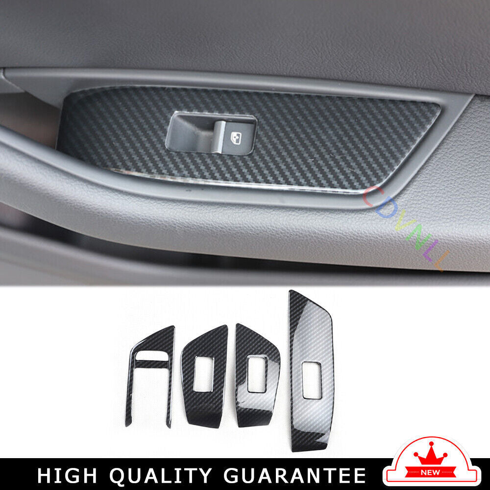 Car Glass Window Lifting Lock Panel Trim 4PCS for Audi A4L 17-2019 Carbon Fiber
