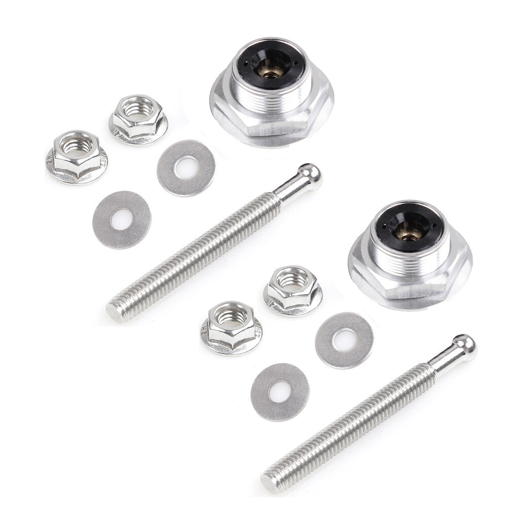 2X Bumper Latch Kit Push Button Quick Release Hood Bonnet Pins Lock Clip Silver