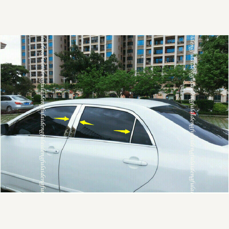 Chrome Pillar Posts for Toyota for Corolla 2007-2013 6Pc Set Door Trim Cover Window