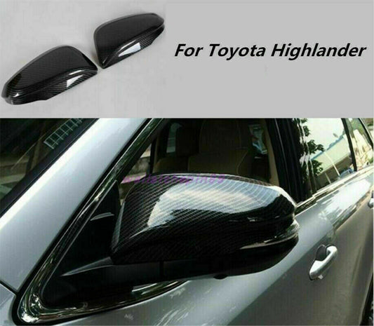 Carbon Fiber ABS RearView Side Mirror Cover Trim for Toyota Highlander 2014-2019