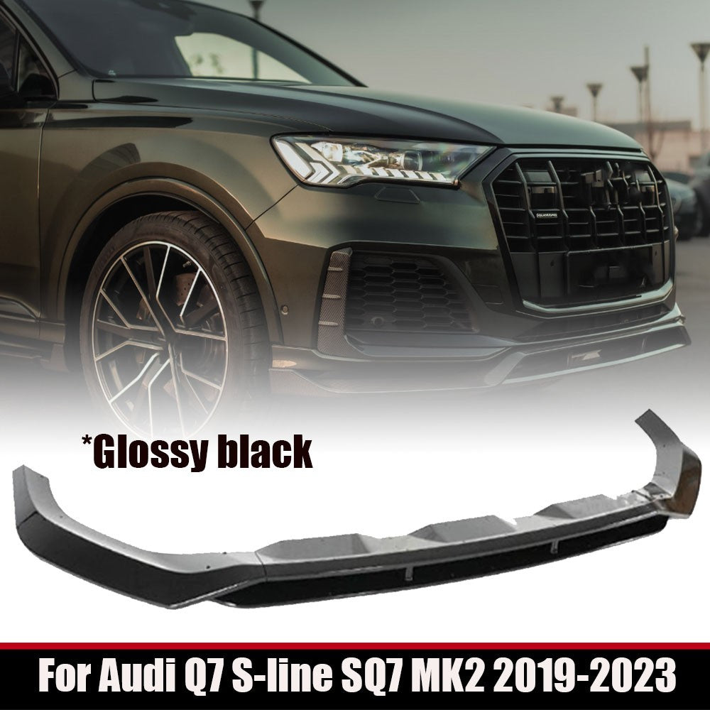 GT Style Front Bumper Lip Kits for Audi Q7 S-line SQ7 MK2 2019-2023 Glossy Black Q