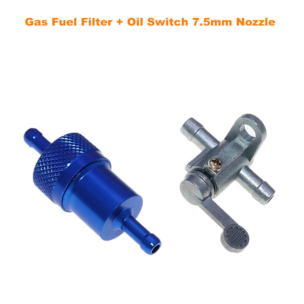 Motorcycle/ATV Pit Dirt Bicycle Aluminum Gas Filter + Fuel Switch 7.5mm Nozzle - n