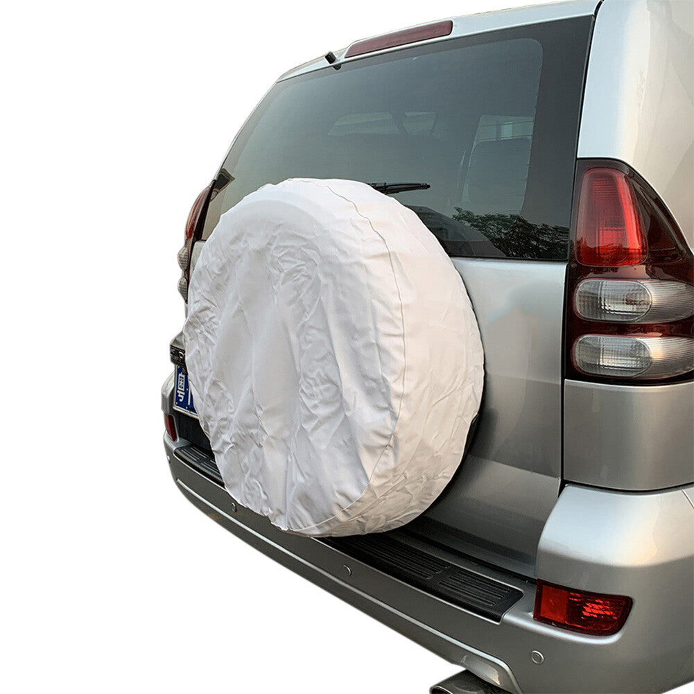 15 Inch Car Spare Tire Cover PVC Water Repellent Elastic Design Waterproof White