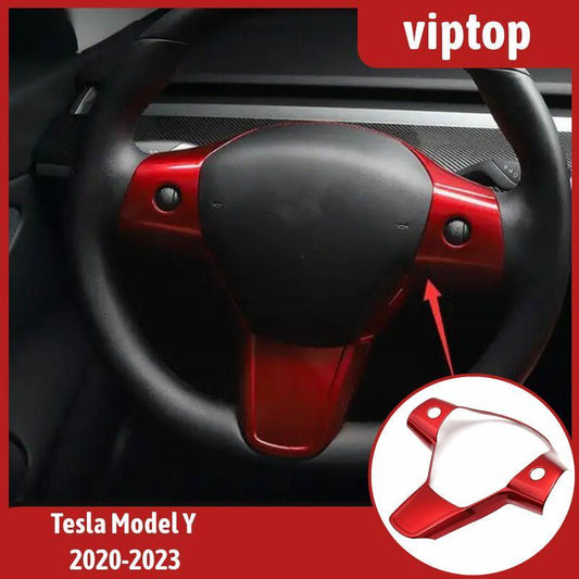 for Tesla Model 3 Y 2017-2023 Glossy Red Steering Wheel Button Frame Cover Trim