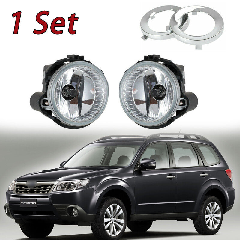 Front clear fog lights and fog light cover trim kit for Subaru Forester 2008 - 2012