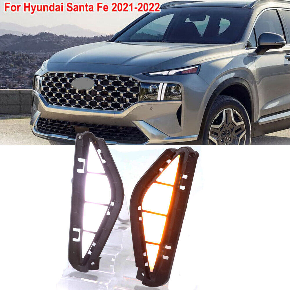 LED DRL Fog Lamp for Hyundai Santa Fe 2021 2022 2023 Day Running Light with Turn n