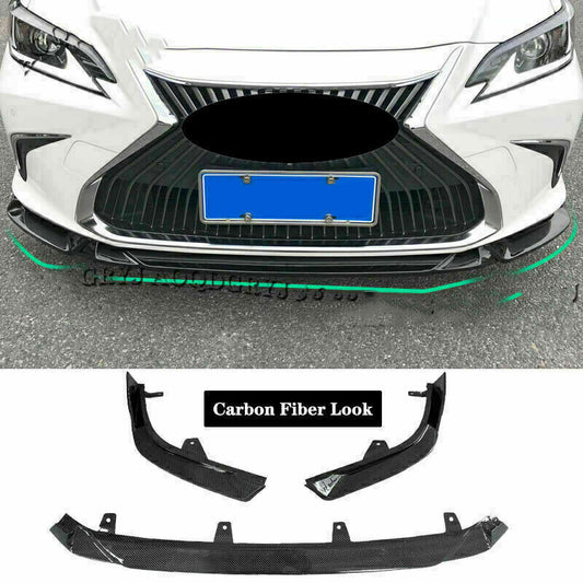 3x for Lexus ES350/300h/250 19-22 Carbon Fiber Look Front Bumper Lip Kit Spoiler