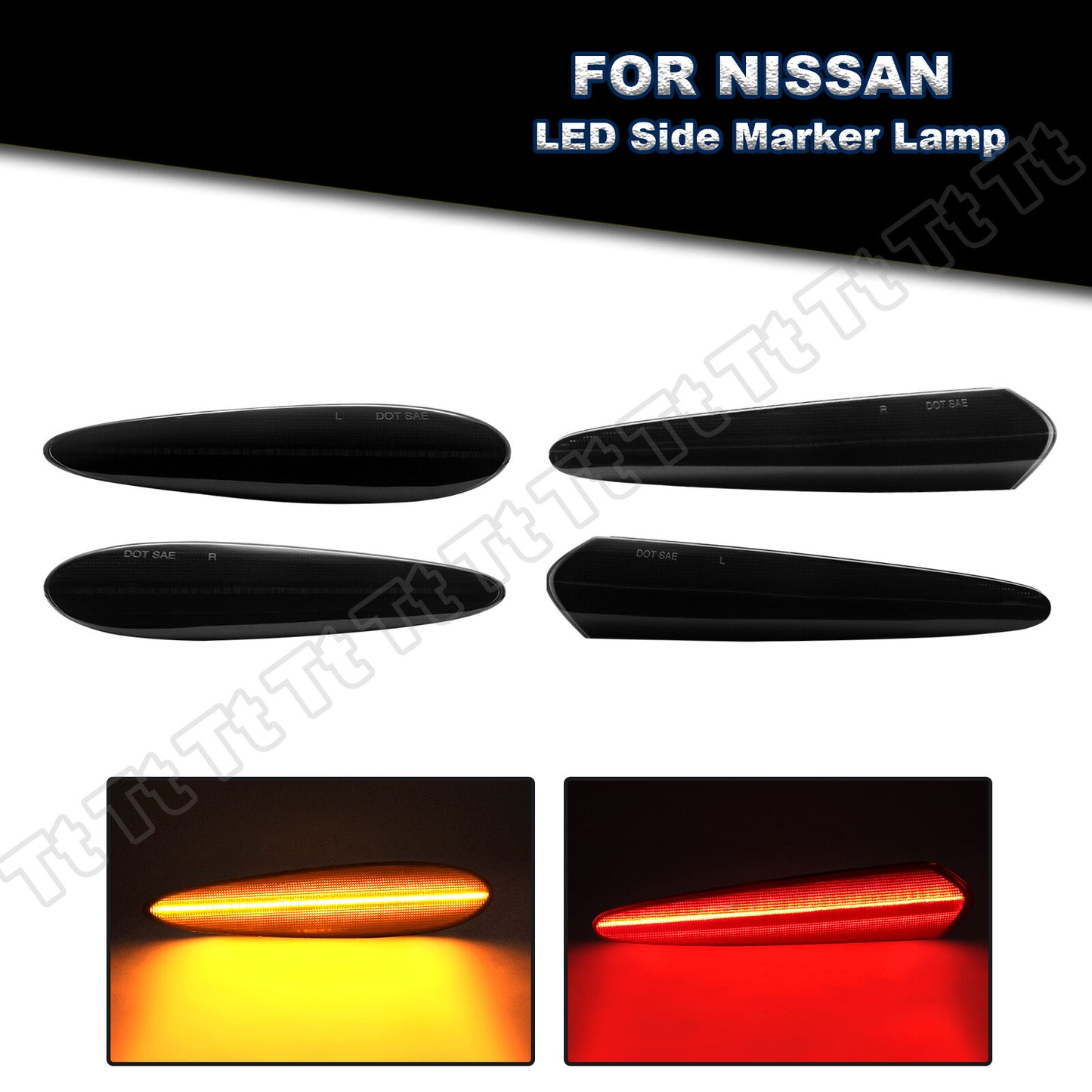 4x For 00-03 for Maxima LED Front/Rear Bumper Side Marker Lights Smoked - v
