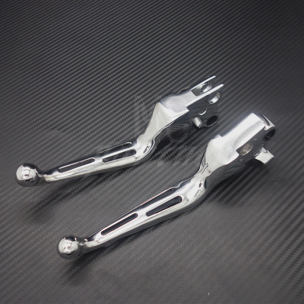 Chrome Slotted Brake Clutch Lever for Harley Dyna Touring Softail 96-07 XL 96-03 Q