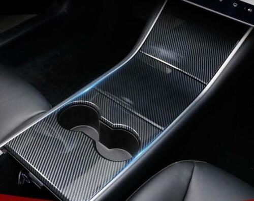 Carbon Fiber Center Console Water Cup Panel trim 4pc for Tesla Model 3 2017-2023