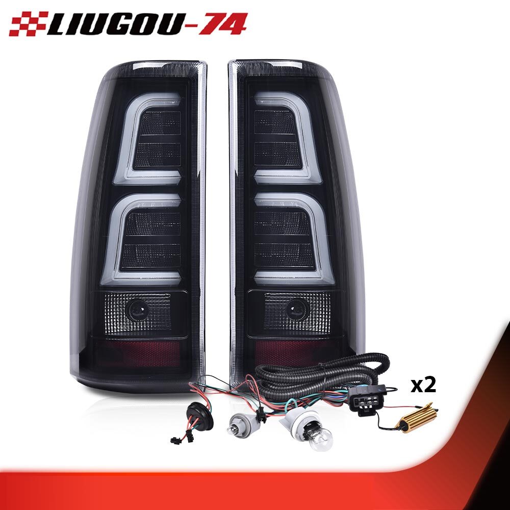 Fits 1999 - 2006 for Silverado L + RH LED Tail Lights Black/Smoked - v