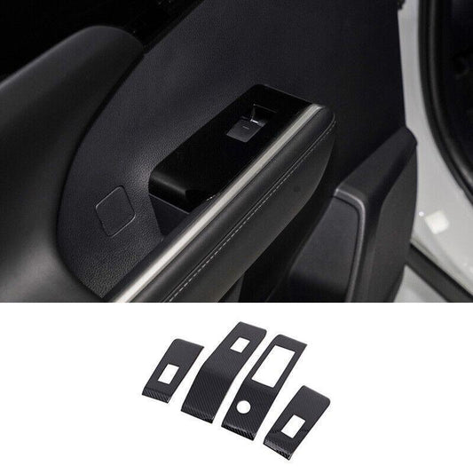 Carbon Fiber Steel Window Lift Panel Switch Cover for Toyota Highlander 2020-23